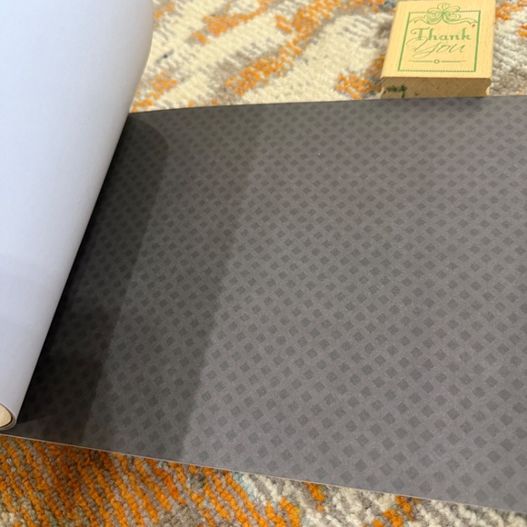 Lot of 2 scrapbook supplies neutral card stock paper & wood thank you stamp - Picture 9 of 15